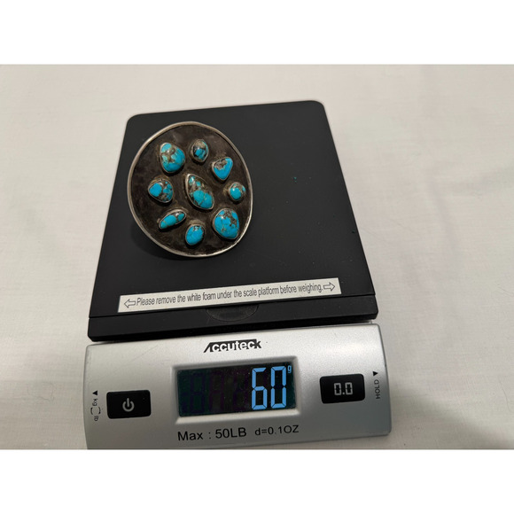 Navajo Villa Grove Turquoise Native American Cuff Bracelet LARGE Silver 60g VTG - Picture 9 of 9